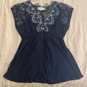 Meghan Los Angeles black and silver lace top